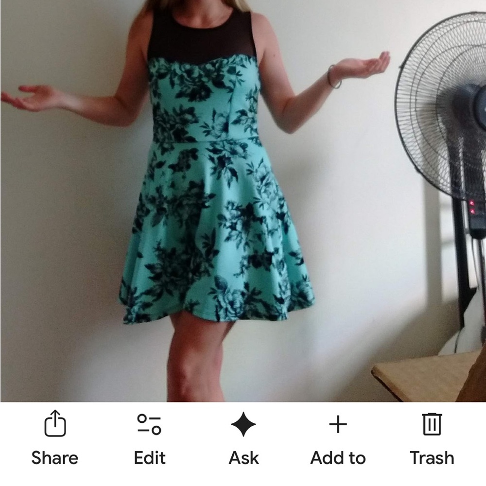 Floral Sleeveless Dress - Black and Blue